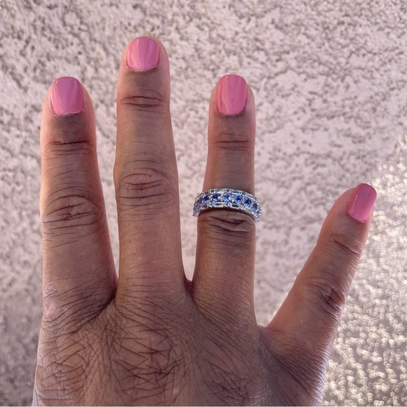 Sterling Silver Tanzanite and White Zircon Gemstone Band Ring Size 7 - Picture 12 of 12